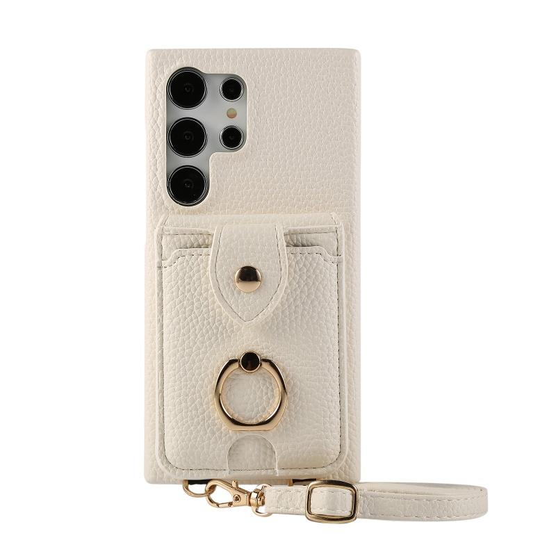 

For Galaxy S25 S24 S23 FE Plus Ultra Case Crossbody Strap Multi-Functional PU Leather Comfortable Grip Zipper Bag Wallet Cover PU Leather&Galaxy S25 FE