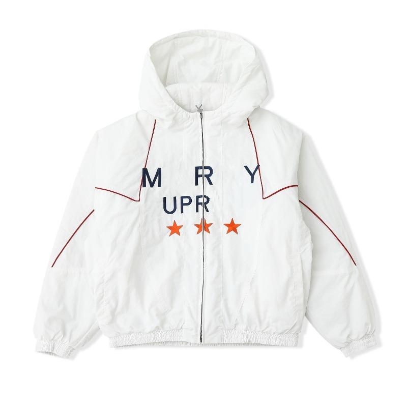 Men's and women's alphabet decal waterproof hooded zipper jacket
