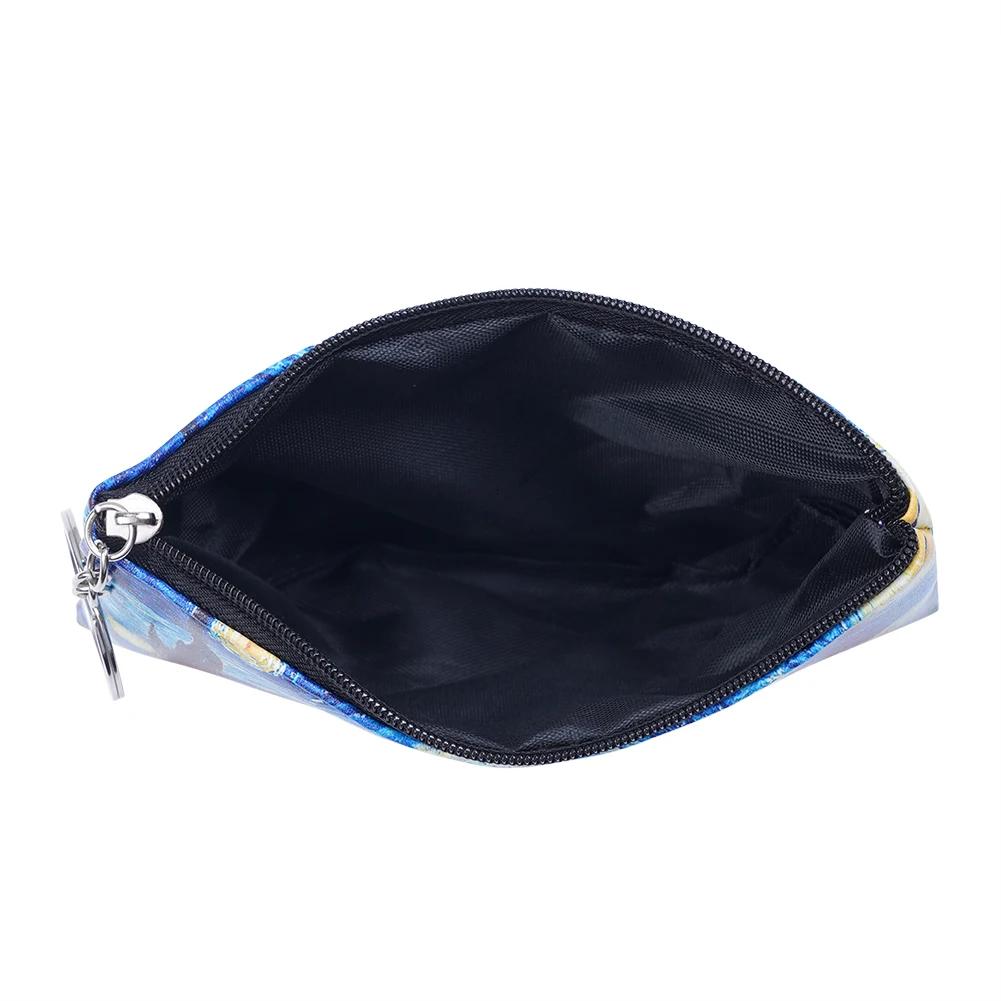 Vintage Oil Painting Canvas Cosmetic Bag Van Gogh Art Sunflower Star Moon Night Makeup Pouch Bag Women Travel Coin Purse Wallets