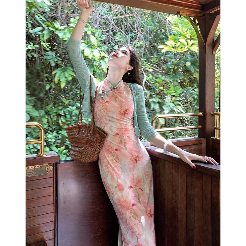 Summer Chinese Style Floral Cheongsam Dress M