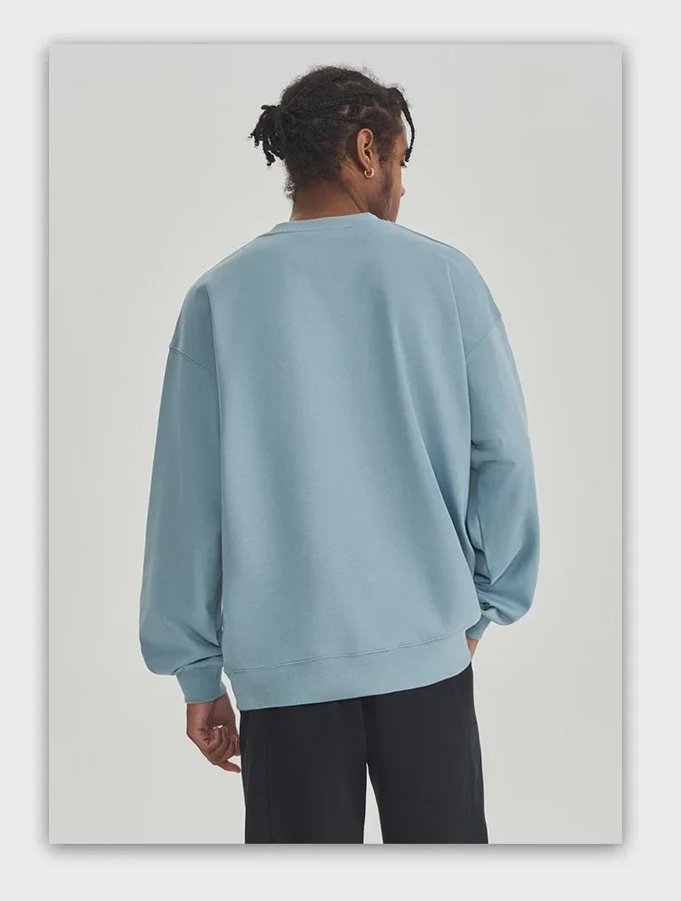 Herren Schweres Frottee Sweatshirt: Einfarbig, Herbst/Winter-Stil mit Rundhalsausschnitt - Trendiges europäisches und amerikanisches Design