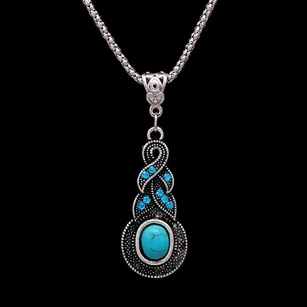 Vintage Elegant Retro Turquoise Dangel Hook Earrings & Necklace Jewelry Sets