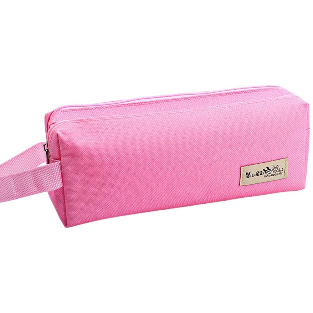 

Fabric Pencil Case Large Capacity Storage Bag School Supplies Make Up Bag Student рожевий