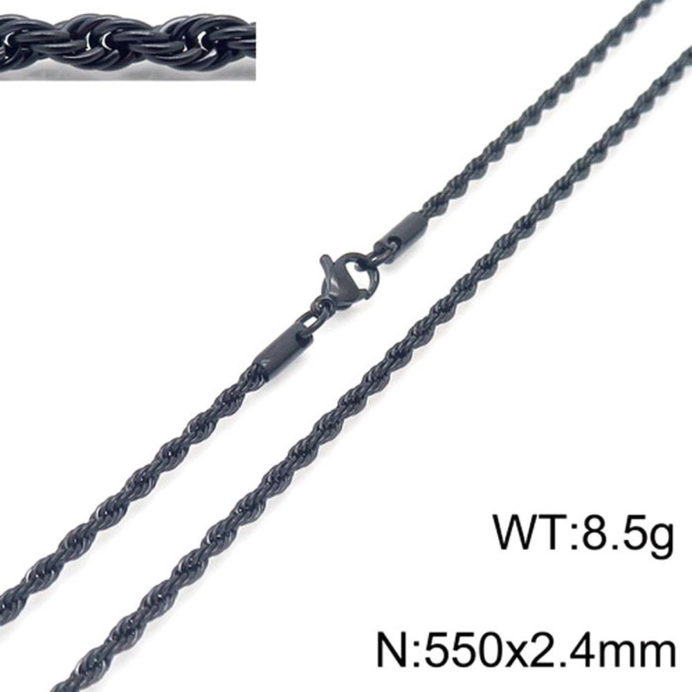 Hip-hop Style Vacuum Plating Black Titanium Steel Men's and Women's Winding Ladder Twist Necklace