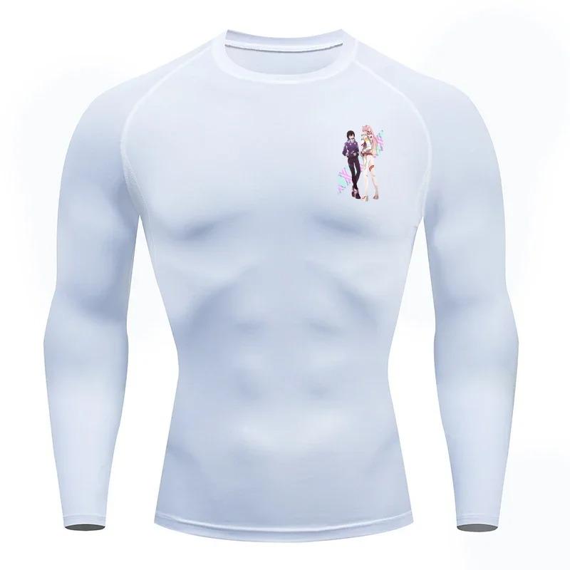 Bequemes Fitness-T-Shirt für Herren Zero Two Grafik Atmungsaktives Slim-Fit-Top, Sommer Gym Jogging Training Elastischer Fitnessanzug