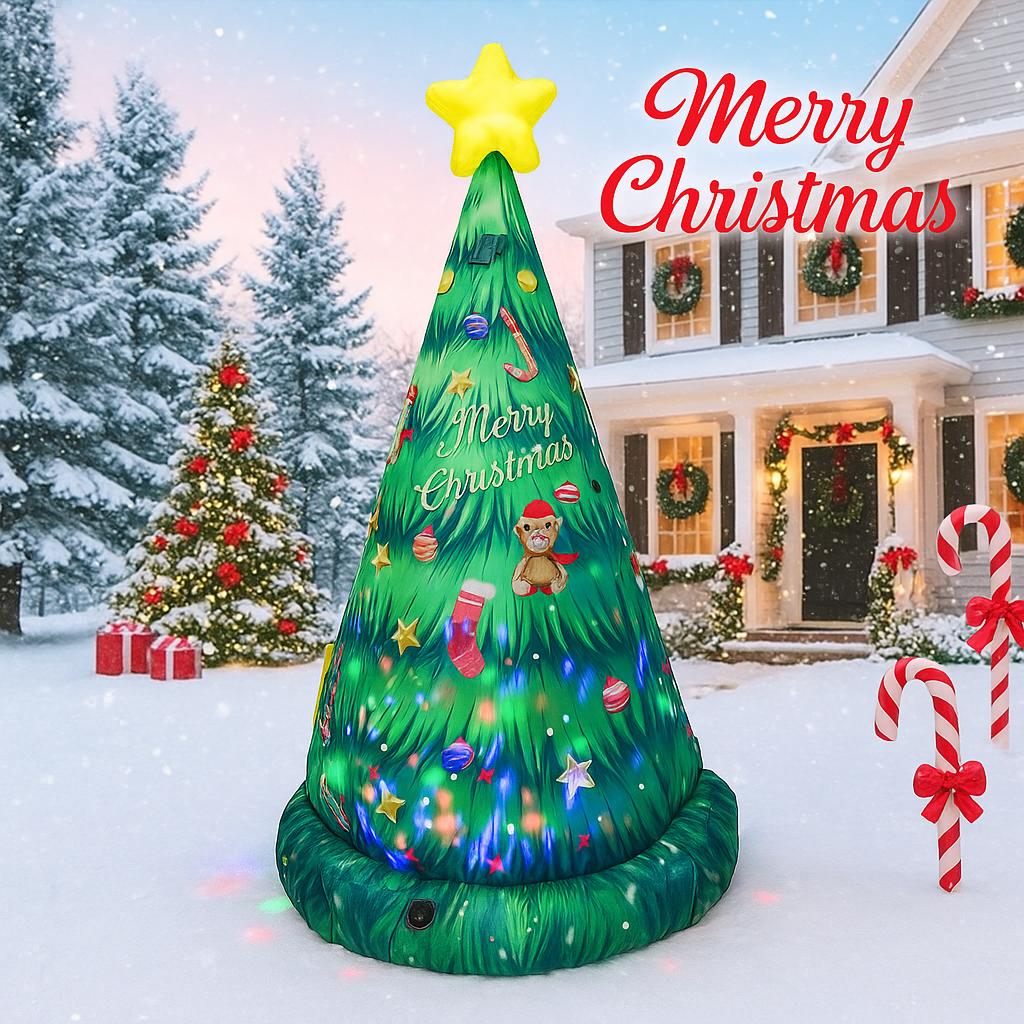 7.87FT Inflatable Christmas Tree Gift Boxes Toy Home Ornaments Xmas Christmas Decorations for Garden Christmas Supplies Festive