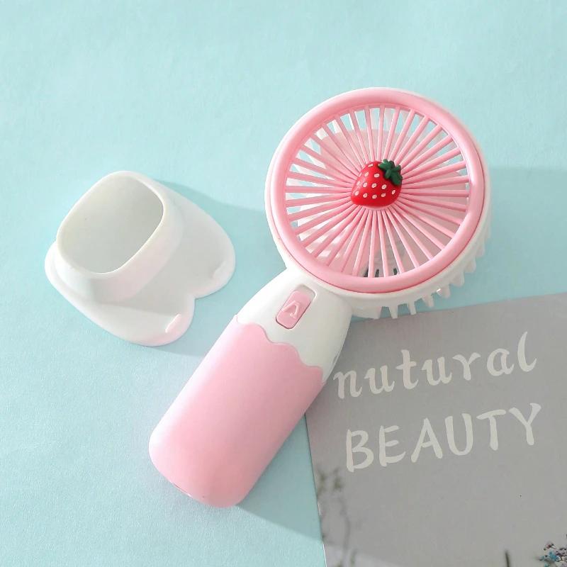 

2025 New Portable Cartoon Fruit Mini Handheld Fan with USB Charging Cable Battery Powered Suitable for Family Outdoor Travel