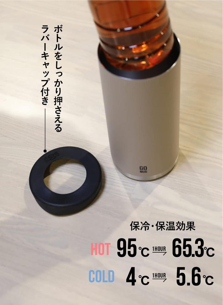 CB Japan PET Bottle Light 500ml Vacuum for 500ml Bottled by GOMUG Holder, Gray, [Stainless Steel, Insulated, Double-Layered Construction] Drinks,