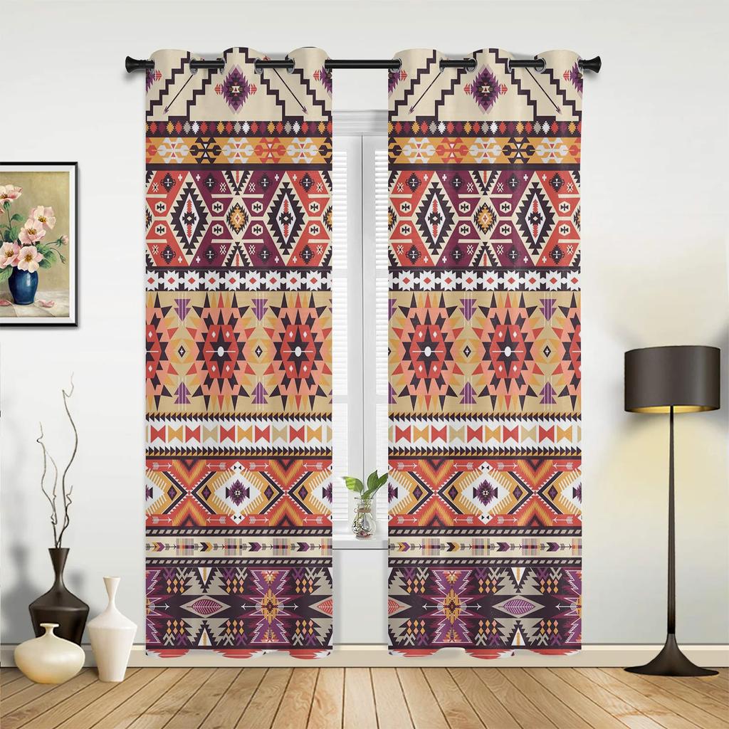 Indian Flowers Window Curtains Home Decoration Living Room Curtains Custom Window Treatments Drapes Cortinas For Kitchen Bedroom