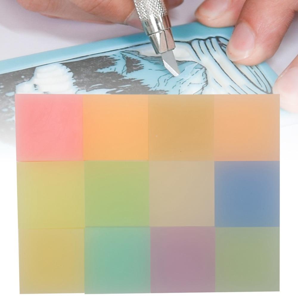 

12pcs Semi Transparent Rubber Carving Blocks 12 Colors Rubber Stamp Blocks Printmaking