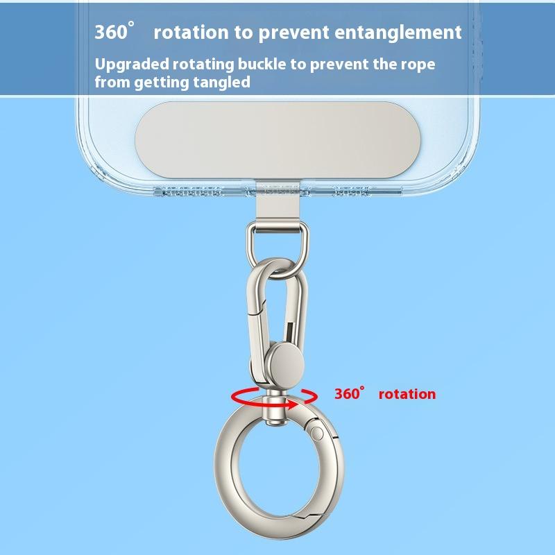 Metal Phone Lanyard Gasket Patch Rotatable Metal Buckle Hanging Steel Clip Card Cord Tab Mobile Phone Accessories