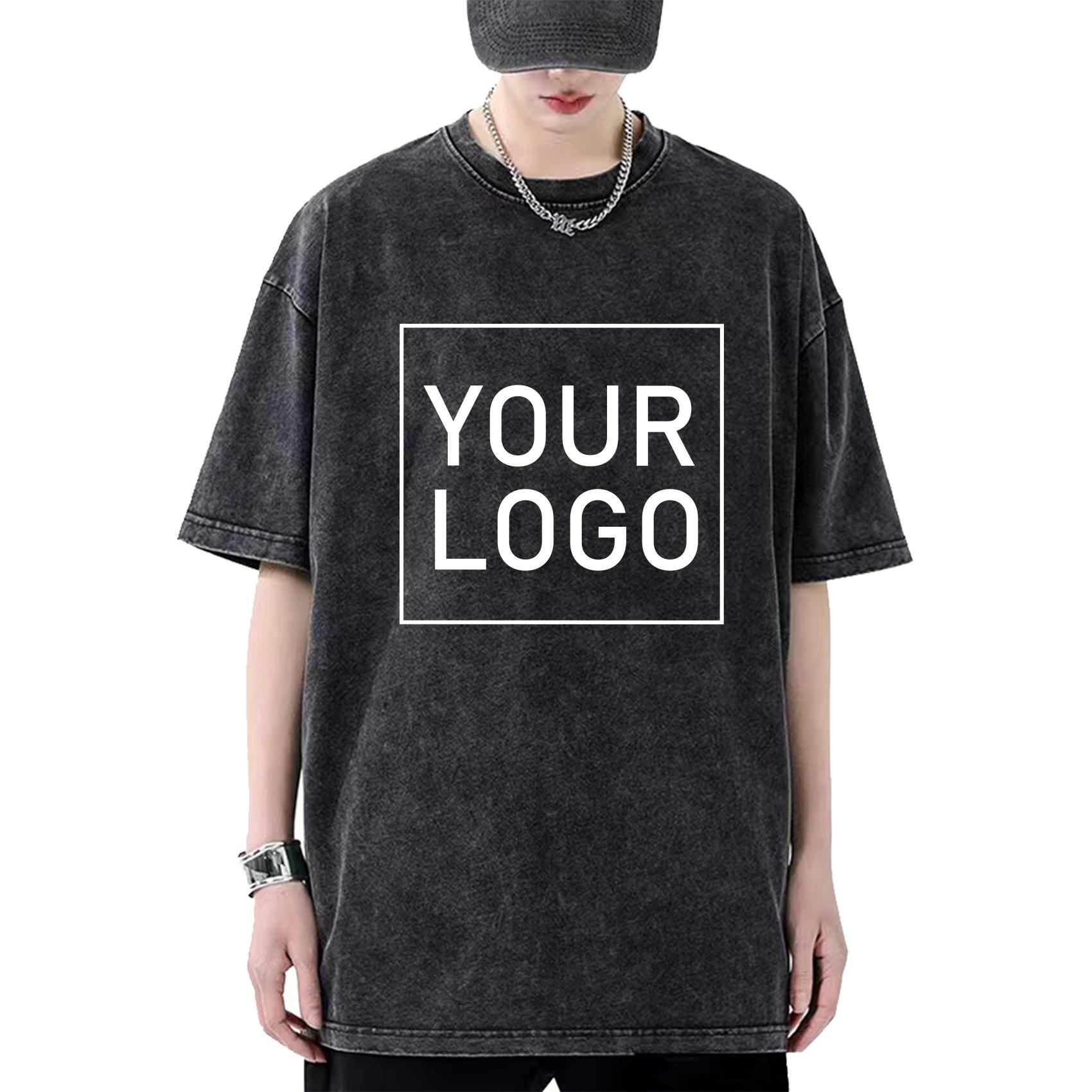 

Мужская футболка с вашим собственным дизайном, выстиранная, с логотипом на заказ, футболка для DIY-печати, с коротким рукавом, футболка на заказ S