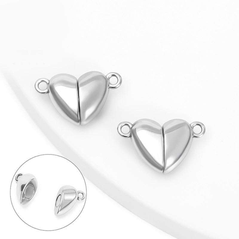Magnetic Heart Clasp for Jewelry Making Stainless Steel Sturdy Fastening Solution Bracelet Necklace Gifts for Couples