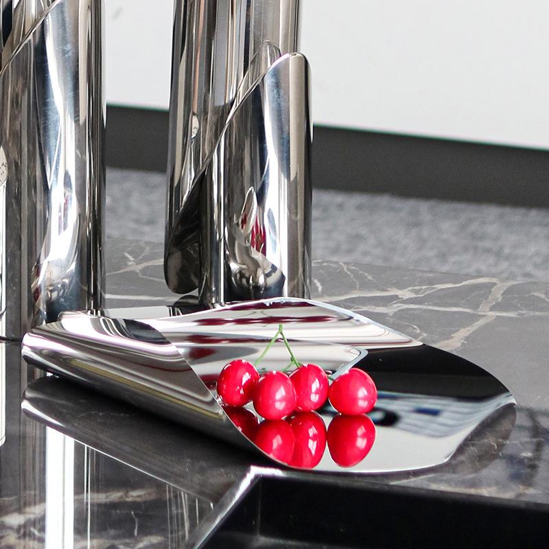 Designerska geometryczna taca curlingowa ze stali nierdzewnej, talerz na owoce, ozdoby, model domu, biuro sprzedaży, dekoracje artystyczne