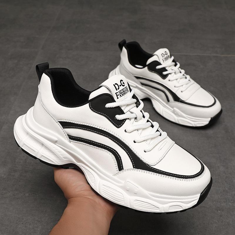 Fashion Autumn Winter Cowhide Platform Men's Sneakers Fashion Soft-soled Casual Men Running Shoes Designer White Male Sports Shoes