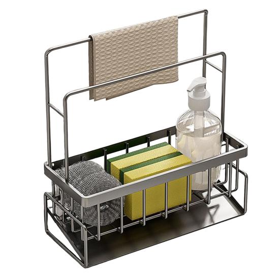 Kitchen Sink Caddy Sponge Holder Large Capacity Rustproof Self-draining Multipurpose Soap Dish Holder Drying Rack