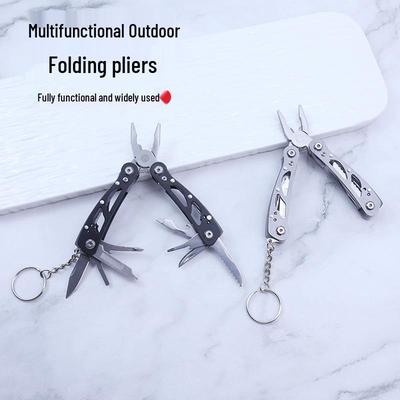 Compact Stainless Steel Multi-functional Folding Pliers with Small Knife for Outdoor and Emergency Use