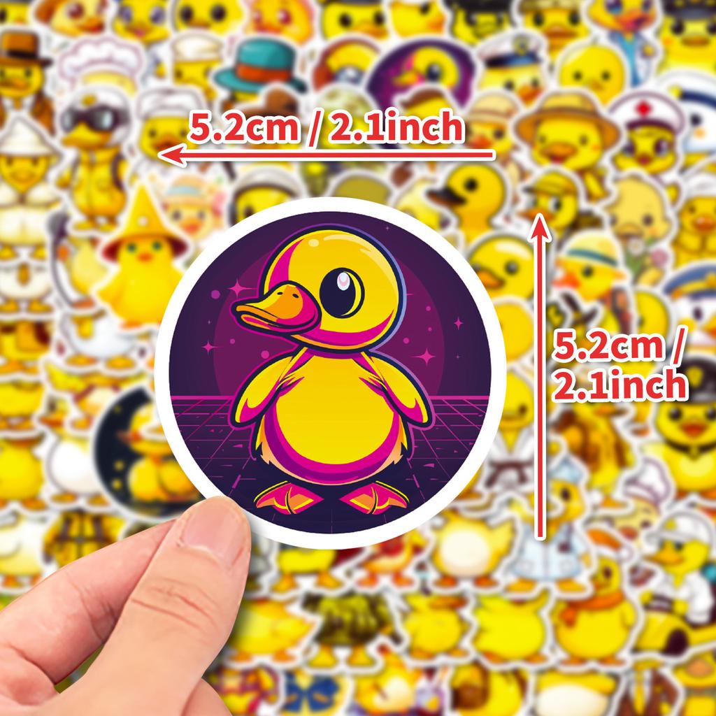 100 Stück Kleine Gelbe Enten Aufkleber Cartoon Kleine Gelbe Ente Doodle Kreativ Niedlich Koffer Skateboard Fahrrad Wasserdichte Aufkleber