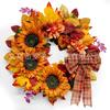 Harvest Wreath With Pumpkins Berries Vine Circle Halloween Thanksgiving Door Decor