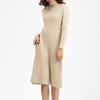 Women's Autumn Winter Plain Knitted Turtleneck Long Sleeve High Waist Sweater Dress