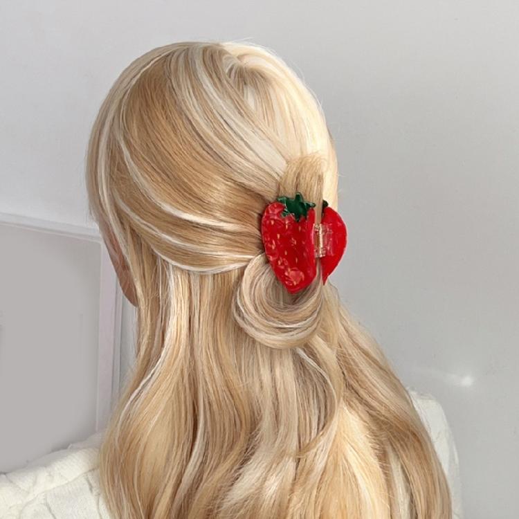 Ponytail Claw Hair Clip Barrettes Clamp Fruit Theme Hair Adornment Hair Ornaments Fun Hairpin for Girls Casual Wear