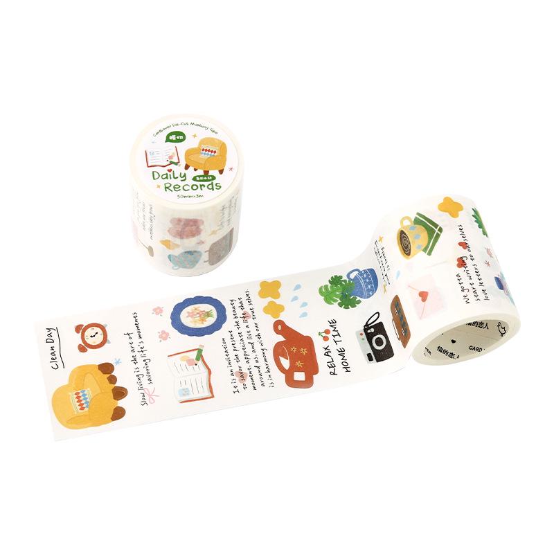 Letter Lover Die-cut Washi Tape - Warm Diary Artistic Illustration Pattern Stickers