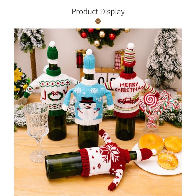 Handmade Christmas Themed Knitted Bottle Cover Festival Champagne Decoration Soft Protective Sleeve For Wine Gifts