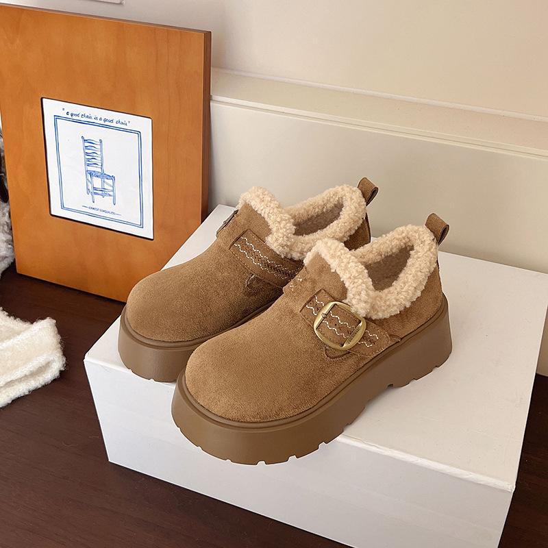 Women's thick-soled one-step winter lightweight warm fur one plush snow boots non-slip wear casual sports cotton boots