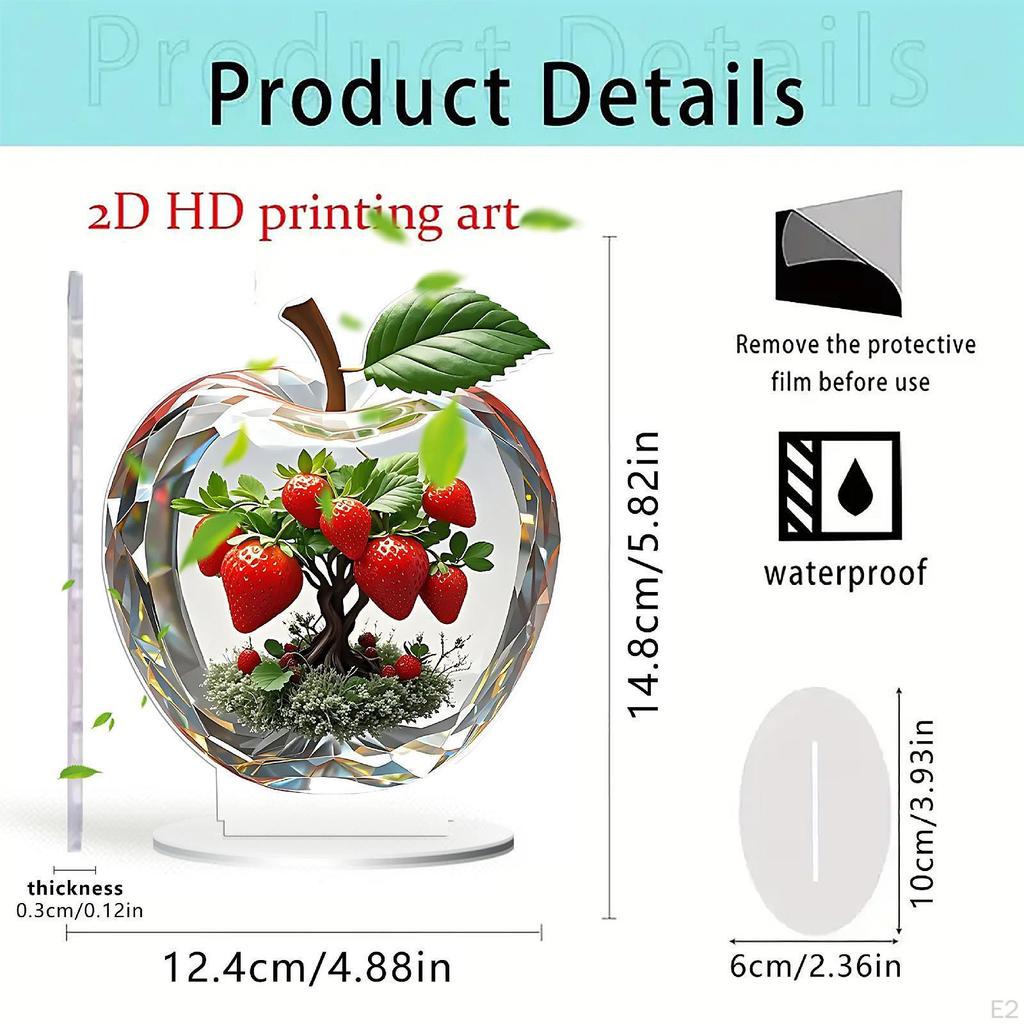 2D Apple Strawberry Plaque Table Sign 12.4x14.8cm Waterproof Accessory Multifunctional Lightweight