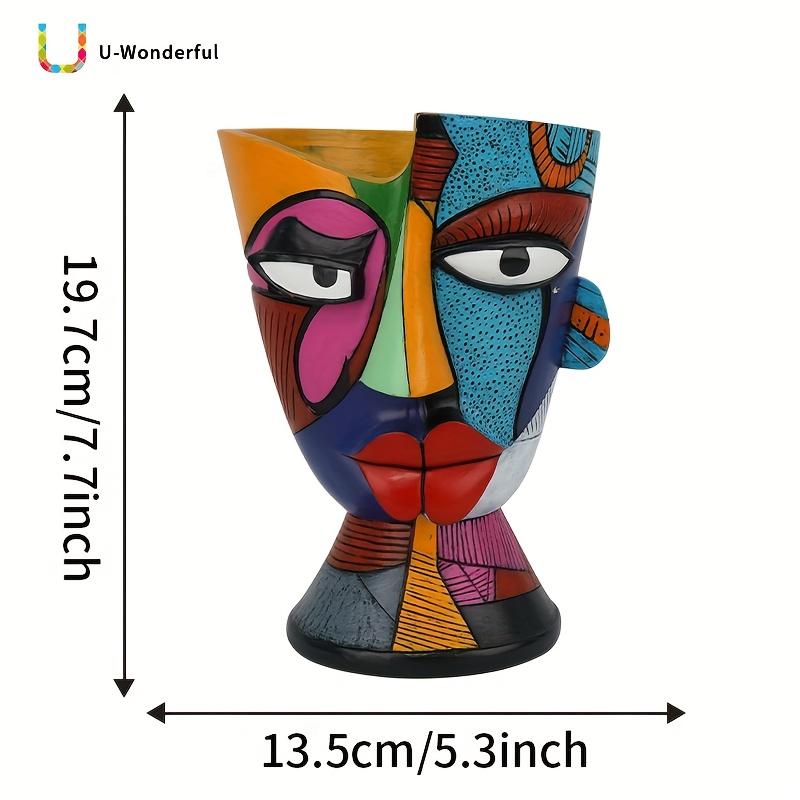 Multicolor Resin Face Pot - Modern Abstract Planter with Expressive Eyes, Durable Indoor/Outdoor Vase for Home & Office Decor.