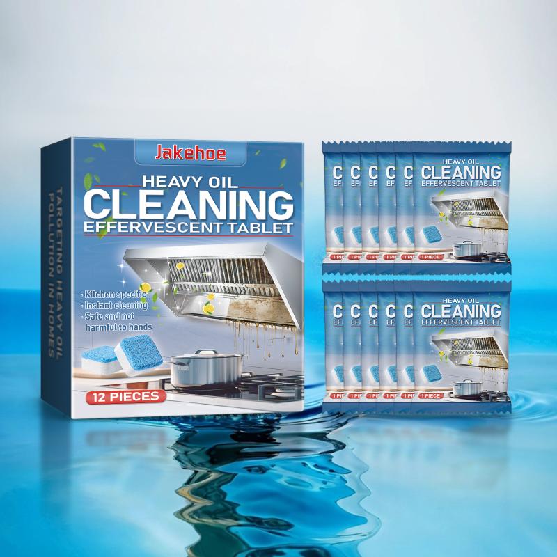 Powerful Kitchen Grease Cleaning Tablets 12Pack Effervescent Degreaser for Stove Range Hood Multi Purpose Daily Cleaning