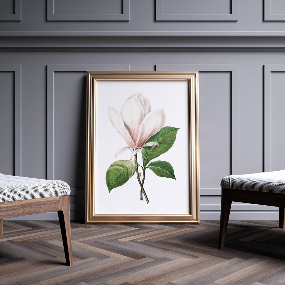Plakat kwiat magnolia retro vintage