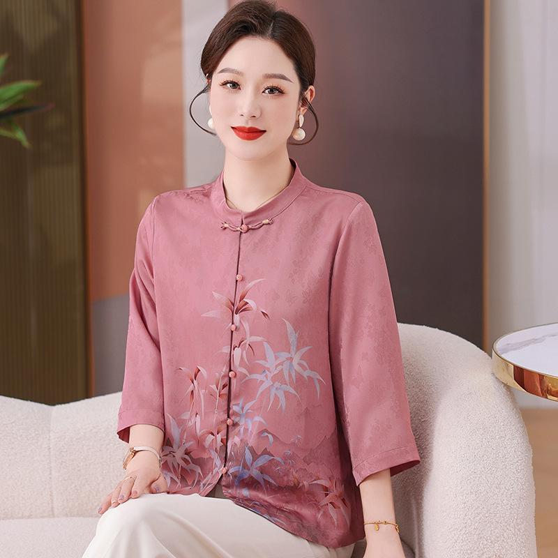 Mamas Chiffon-Oberteil für den Sommer 2026: Elegantes chinesisches Hemd für Frauen mittleren Alters