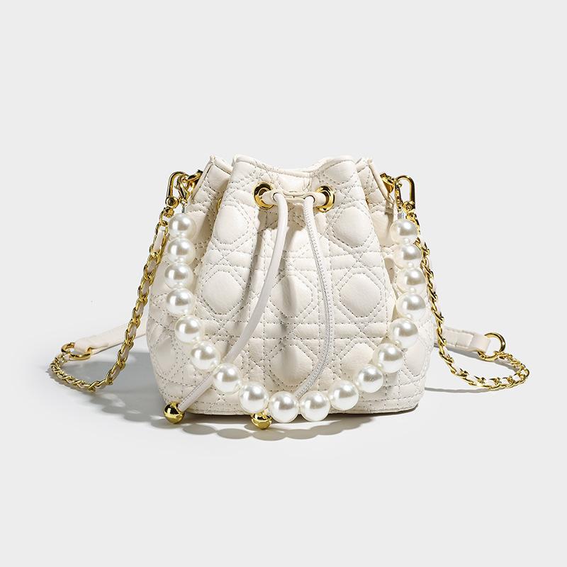 Xiaoxiangfeng Tasche, Neue Perlenketten-Tasche, Damen Hochwertige und Vielseitige Leder Einzel-Schulter Crossbody Beuteltasche