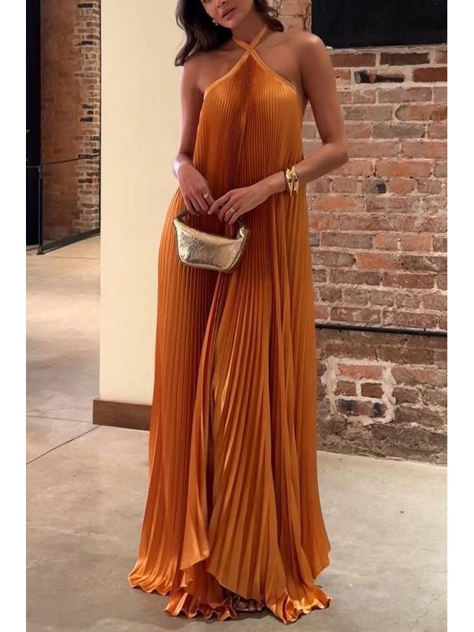 European & American Women's Halter Backless Sexy Sleeveless Dress - Vacation Fashion 8080