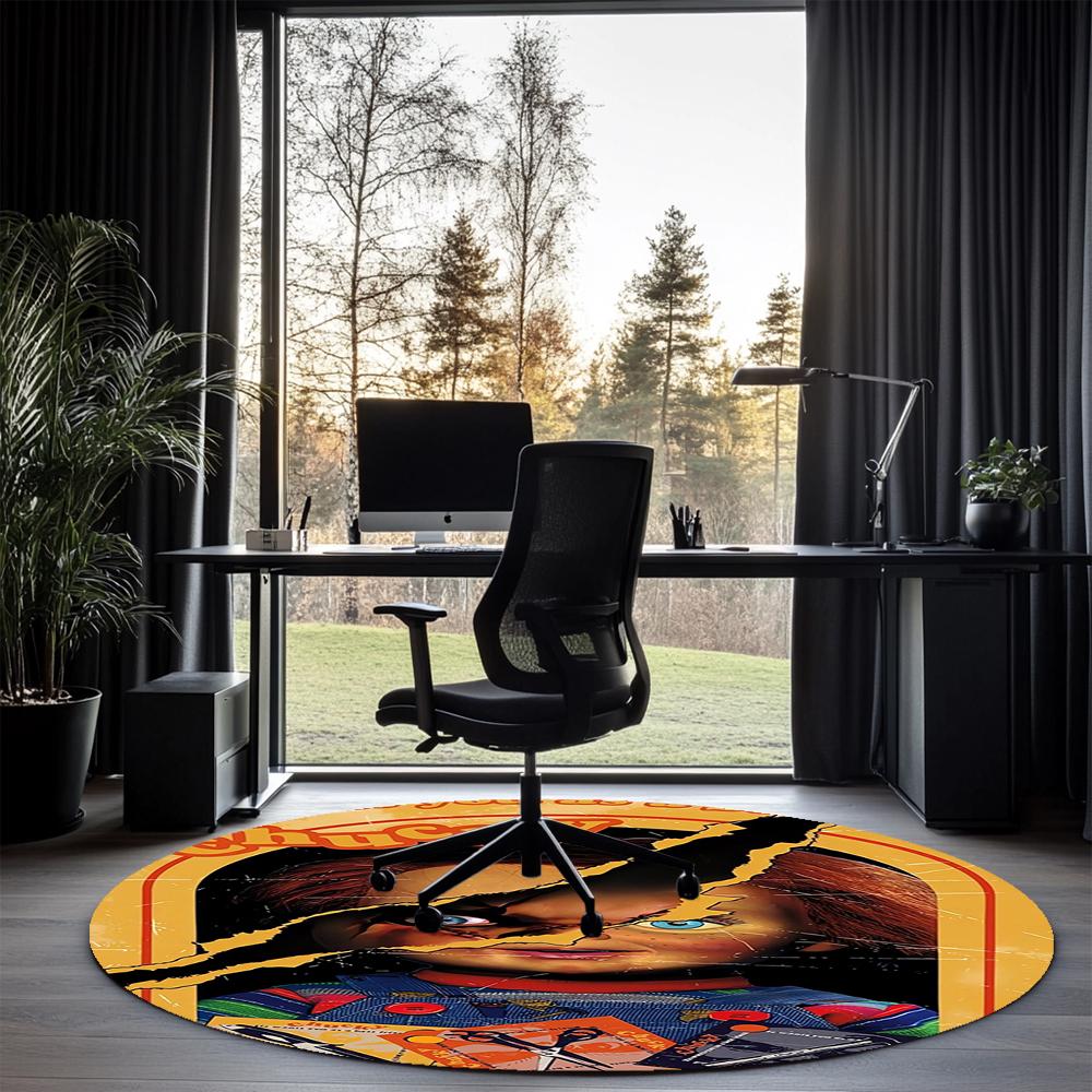 Chucky Printed Round Rug Carpet Chair Rug Area Rug Entryway Doormats,for Office Chair Living Room Bedroom Kitchen Room.