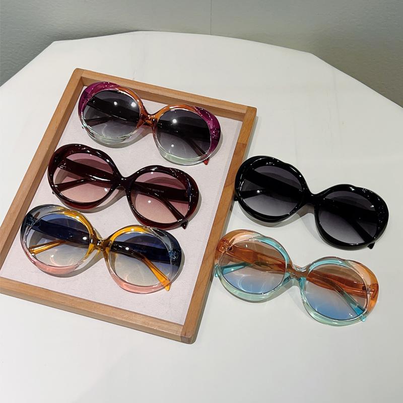 Oversized Round Sunglasses  Fashion Gradient Multicolor Outdoor Shades Trendy Brand Design Beach Holiday Sun Glasses