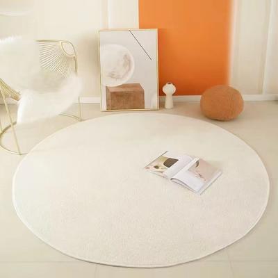 Solid Color Circular Carpet Ins Style Bedside Blanket for Home Bedroom Thickened Plush Girl's Room Floor Mat Swivel Chair Mat