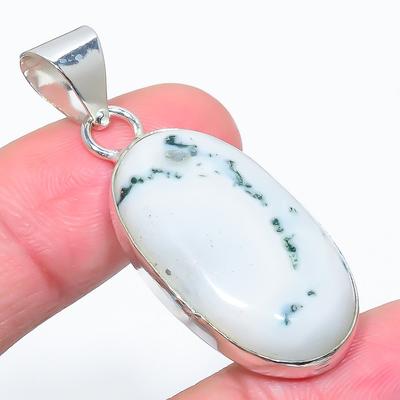 Natürlicher Baumachat Edelstein Handgefertigter 925 Sterlingsilber Anhänger 1,93" b8w66
