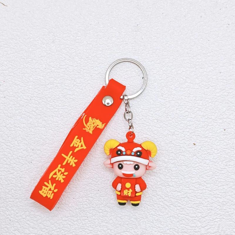 Spring Festival Goat Keychain Adorable Lion Hat Design Backpack Pendant for Colleague Holiday Gifts