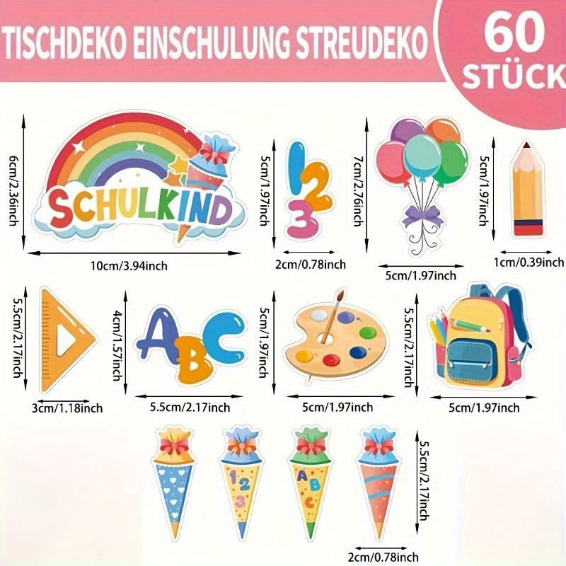 Colorful Confetti Decorations for Back-to-School - ABC 123 Themed Party Favors with Balloons, ackpacks, and Rainbow Accents