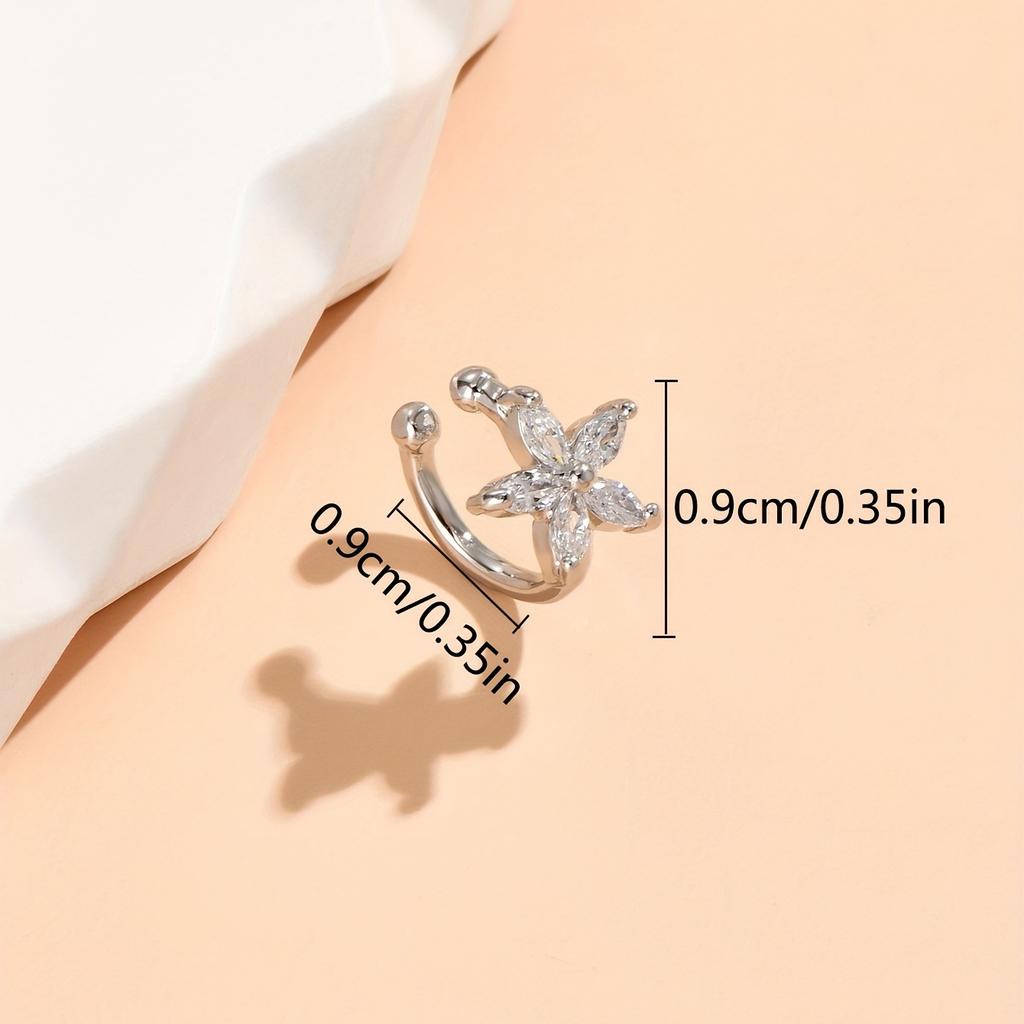 Glamour Lady exquisite schlichte Zirkon-Set-Blumenohrringe Bankettschmuck