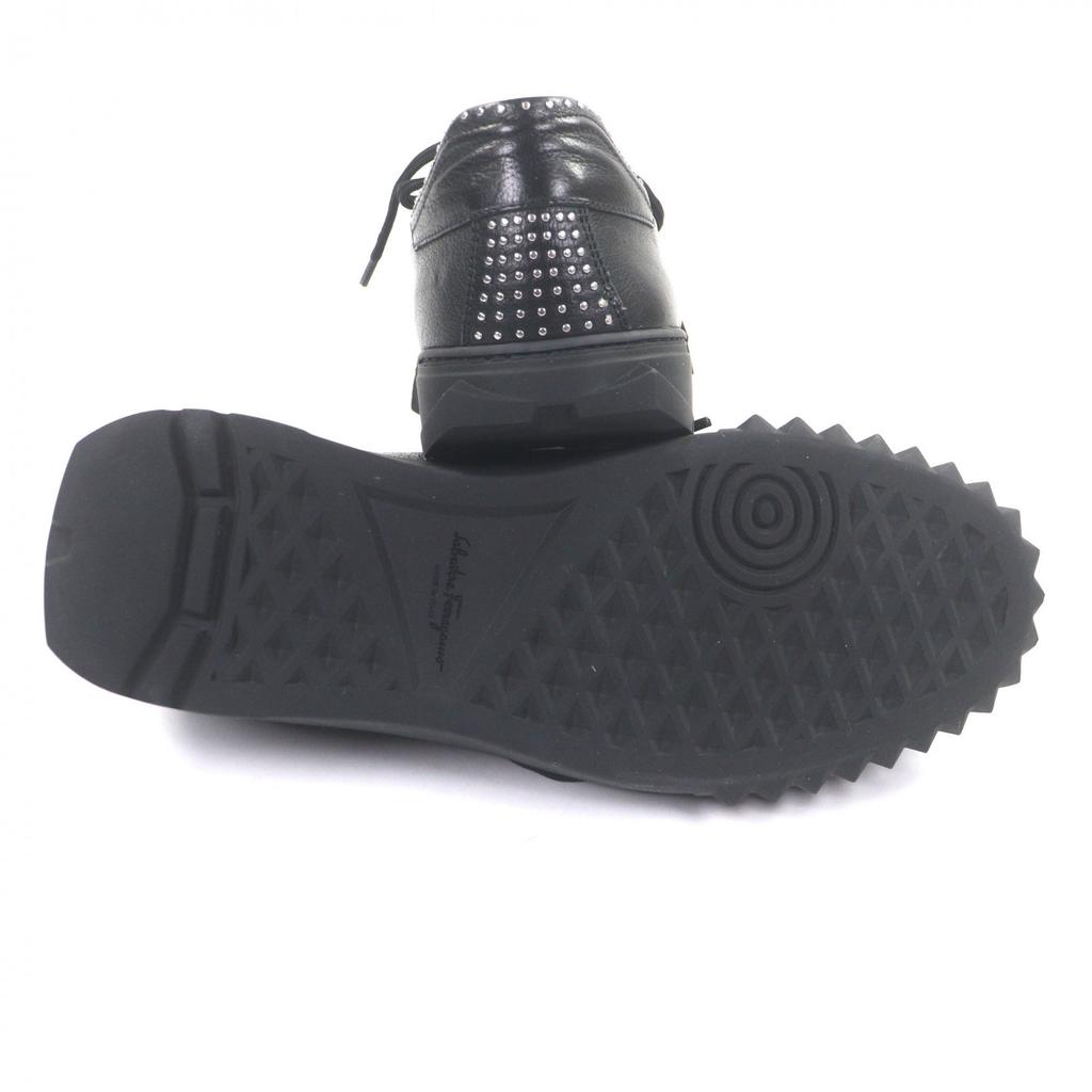 Excellent Salvatore Ferragamo Low Cut Sneakers Black Leather Mens 9 Used