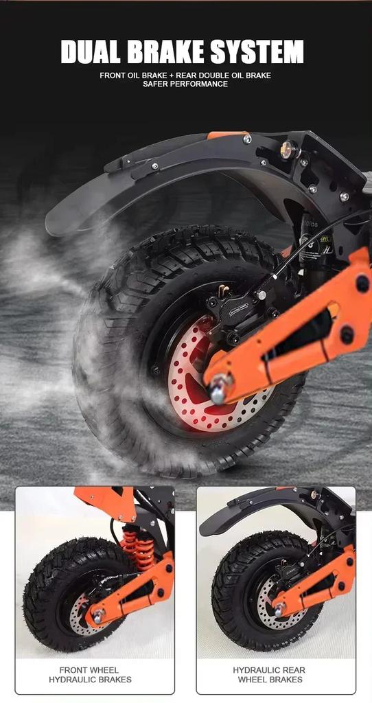 Monopattino Elettrico X5 6000W60V40AH con Doppia Sospensione Ammortizzata Velocità Massima 95KM/H 11 Pollici Off-road