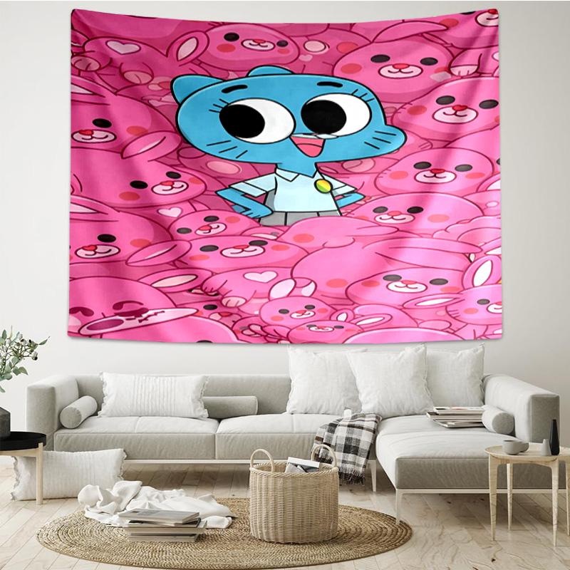 Gum's Colorful Friends Tapestry, Unique Design Tapestry, Wall Decor for Bedroom,Livingroom, Playroom,Heartwarming Fan Holiday Gifts