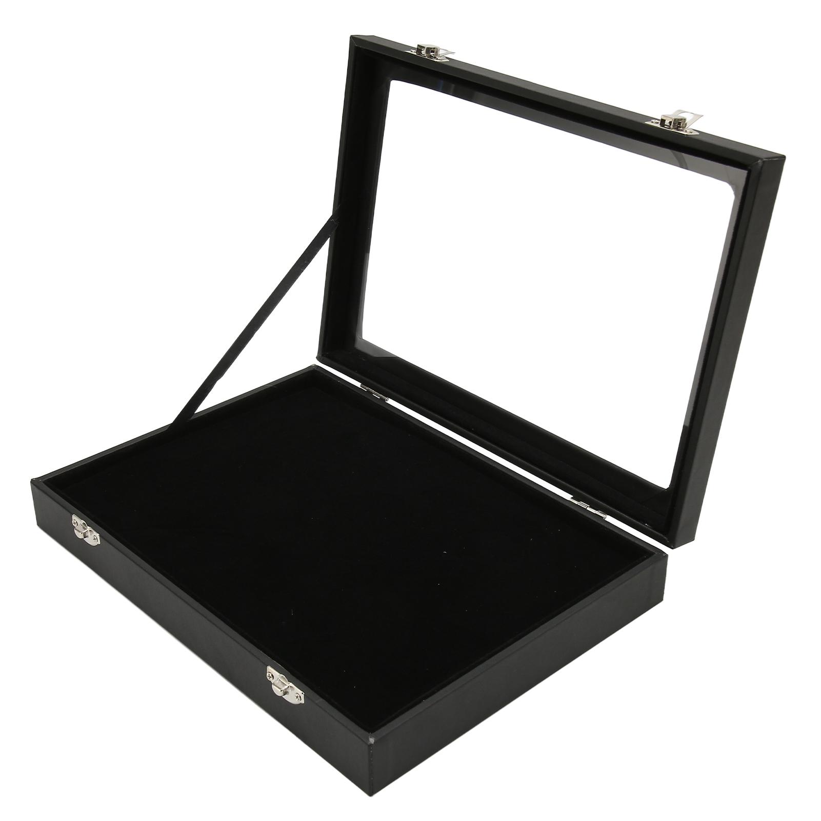 

Pin Display Case Dustproof Transparent Glass Lid Badge Storage Box with Lock Buckle for Brooch Bar Jewelry Collection M