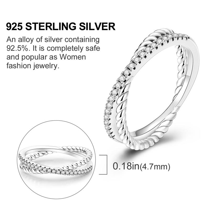 Rings For Women 925 Silver Color Zircon Winding Romantic Ring Finger Beaded Luxury Jewelry Original Engagement Wedding Gift