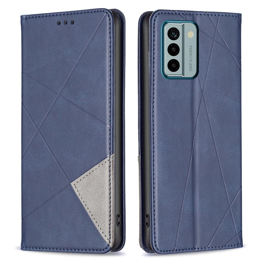 

For Nokia G22 Splicing PU Leather Card Holder Protective Shell Imprinting Pattern Cell Phone Stand Case Blue