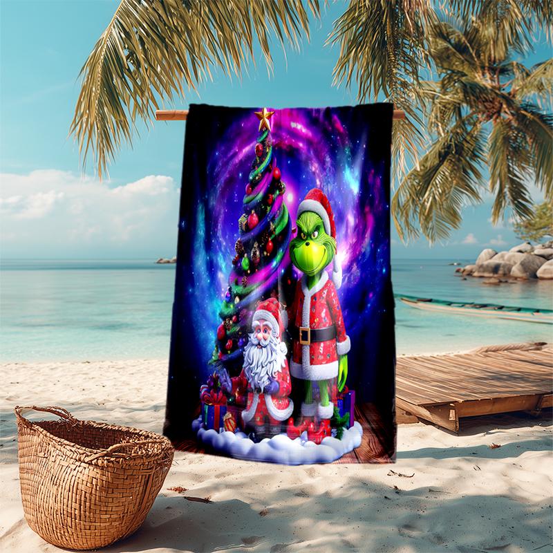Grinch beach towel Outdoor camping Beach towel for vacation swim Outdoor pool Absorbent bath towel