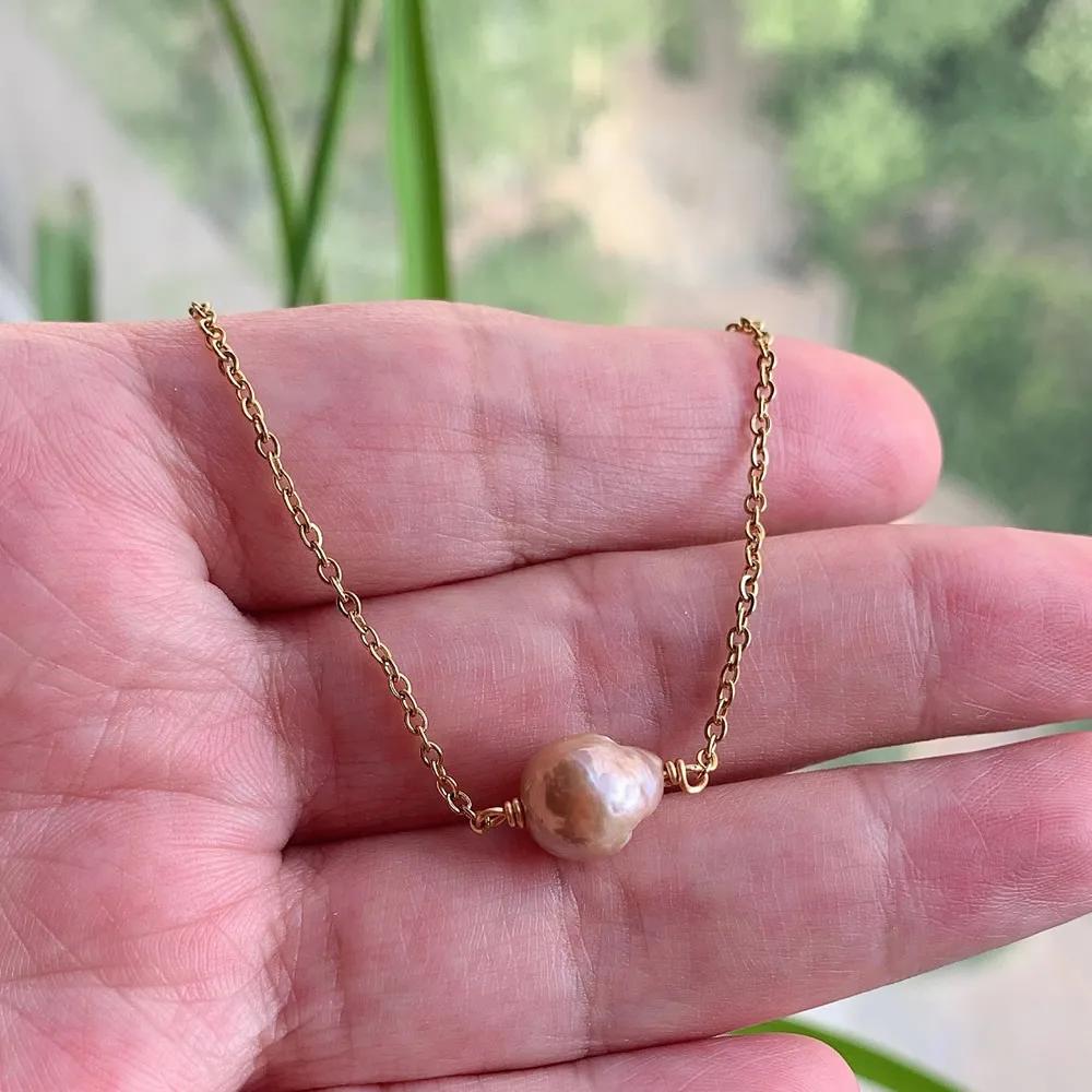 Real Natural Freshwater Pearl Necklace for Women Irregular Round Square Coin Stick Drop Baroque Pearl Pendant Necklace Choker